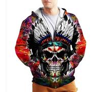 MaroYanYML Native American Indian 3D Imprimé Femmes Hommes Capuche Tribal Graphique Complet Zip Fermer Manches Longues Sweatshirt Vêtement d'extérieur Top