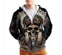 MaroYanYML Native American Indian 3D Imprimé Femmes Hommes Capuche Tribal Graphique Complet Zip Fermer Manches Longues Sweatshirt Vêtement d'extérieur Top