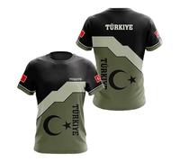 MaroYanYML T-Shirt Graphique imprimé en 3D du Drapeau de la Turquie pour Hommes Tee Tops d'été à Manches Courtes et col Rond Streetwear T-Shirts surdimensionnés pour Hommes