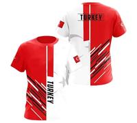 MaroYanYML T-Shirt Graphique imprimé en 3D du Drapeau de la Turquie pour Hommes Tee Tops d'été à Manches Courtes et col Rond Streetwear T-Shirts surdimensionnés pour Hommes