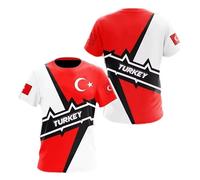 MaroYanYML T-Shirt Graphique imprimé en 3D du Drapeau de la Turquie pour Hommes Tee Tops d'été à Manches Courtes et col Rond Streetwear T-Shirts surdimensionnés pour Hommes