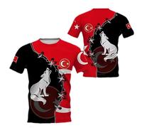 MaroYanYML T-Shirt Graphique imprimé en 3D du Drapeau de la Turquie pour Hommes Tee Tops d'été à Manches Courtes et col Rond Streetwear T-Shirts surdimensionnés pour Hommes