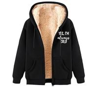 MaroYanYML Yes,I'm Always Cold Sherpa Polaire Doublé Sweat Femmes Hommes Drôle Lettre 3D Imprimé Fermeture Éclair Sweats À Capuche Casual Winter Cardigan