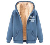 MaroYanYML Yes,I'm Always Cold Sherpa Polaire Doublé Sweat Femmes Hommes Drôle Lettre 3D Imprimé Fermeture Éclair Sweats À Capuche Casual Winter Cardigan