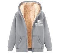 MaroYanYML Yes,I'm Always Freezing Sherpa Polaire Doublé Sweat Femmes Hommes Drôle Lettre 3D Imprimé Fermeture Éclair Sweats à Capuche Casual Winter Cardigan
