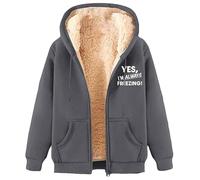 MaroYanYML Yes,I'm Always Freezing Sherpa Polaire Doublé Sweat Femmes Hommes Drôle Lettre 3D Imprimé Fermeture Éclair Sweats à Capuche Casual Winter Cardigan