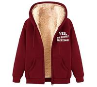 MaroYanYML Yes,I'm Always Freezing Sherpa Polaire Doublé Sweat Femmes Hommes Drôle Lettre 3D Imprimé Fermeture Éclair Sweats à Capuche Casual Winter Cardigan