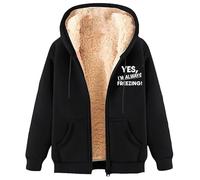 MaroYanYML Yes,I'm Always Freezing Sherpa Polaire Doublé Sweat Femmes Hommes Drôle Lettre 3D Imprimé Fermeture Éclair Sweats à Capuche Casual Winter Cardigan