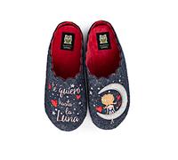 MARPEN SLIPPERS, Chaussons d'hiver avec Talon Ouverts en Feutre pour Femme, Lune Bleue, Taille 41