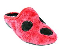 MARPEN SLIPPERS, Chaussons d'hiver avec Talon Ouverts en Fourrure Douce pour Femme, Coccinelle Grise et Rouge, Taille 39