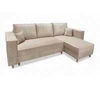 MARPUR Canapé d'angle Rio Canapé d'angle en forme de L avec fonction convertible et coffre de lit Beige Velours Ottoman Universel