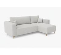 MARPUR Canapé d'angle Rio, canapé d'angle en forme de L avec fonction lit et tiroir de rangement, Couleur: Gris clair, tissu corduroy, ottomane universelle