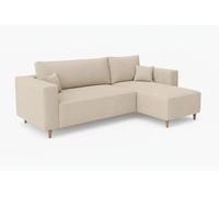 MARPUR Canapé d'angle Rio, canapé d'angle en forme de L avec fonction lit et tiroir de rangement, Couleur: Crème, tissu corduroy, ottomane universelle