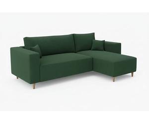 MARPUR Canapé d'angle Rio, canapé d'angle en forme de L avec fonction lit et tiroir de rangement, Couleur: Vert, tissu corduroy, ottomane universelle