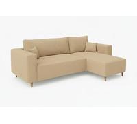 MARPUR Canapé d'angle Rio en forme de L avec coffre de rangement et coffre de lit, couleur beige, tissu côtelé, méridienne universelle