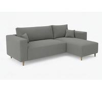 MARPUR Canapé d'angle Rio en forme de L avec coffre de rangement et coffre de lit, couleur grise, tissu côtelé, méridienne universelle