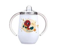 Marquage Unique Tasse d'Apprentissage Scorpion Personnalisable, Double Paroi Antifuite, Double Poignée, Motif Signe du Zodiaque