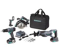Marque Amazon - Denali by SKIL Kit pour perceuse, alternative et scie circulaire 18 V (20 V max), avec lumière, 2 batteries au lithium 2,0 Ah et un chargeur, Bleu
