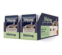 Marque Amazon - Lifelong Aliments Humides à vie Sans Céréales Pour Chats, Selection de Viande en Gelée 4.76kg, 56 lot de 85g