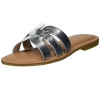Marque Amazon - Monika Sandales Plates à Enfiler pour Femme - Argent - 40 EU
