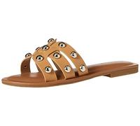 Marque Amazon - Monika Sandales Plates à Enfiler pour Femme, Bride en H par The Drop, marron, 35 EU