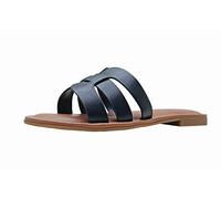 Marque Amazon - Monika Sandales Plates à Enfiler pour Femme - Similicuir - Noir - 36 EU