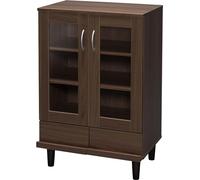 Marque Amazon - Movian 531508 Vaisselier/Buffet 2 tiroirs et 3 étagères avec portes vitrées en bois MDF, Engineered Wood, Chêne Brun, KPB-9360