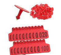 Marque auriculaire en plastique pour bétail Étiquette d'oreille en plastique for bétail, avec outil de retrait et pinces, paquet multicolore de 100 301-400(Red 6 * 7.5cm (2.36 * 2.95in),201-300)