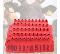 Marque auriculaire en plastique pour bétail Étiquettes auriculaires d'identification du bétail en plastique, numéros multicolores 001-500, 100 pièces(Red 4 * 5cm (1.57 * 1.96in),001-100)