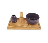 Marque BambooMN - Ensemble de bols à matcha (comprend un repose-bol, un fouet à thé, une cuillère à thé Chasaku et un plateau) 1 ensemble violet
