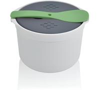 Marque Cuiseur à Riz pour Micro-Ondes 2L, Autocuiseur Multifonction avec Passoire et Panier Vapeur Kit de Cuisson de Riz et Pâtes sans BPA Conception Étanche Lavable au Lave-Vaisselle 18,5 x 13 cm