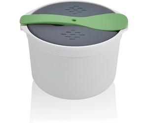 Marque Cuiseur à Riz pour Micro-Ondes 2L, Autocuiseur Multifonction avec Passoire et Panier Vapeur Kit de Cuisson de Riz et Pâtes sans BPA Conception Étanche Lavable au Lave-Vaisselle 18,5 x 13 cm