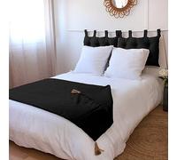 marque Decostars Édredon Panama 90x190 cm Pompons Jute Noir