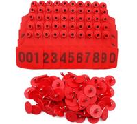 Marque d'oreille d'identification animale, 100 ensembles de marques d'oreilles pour vaches, veaux, animaux, bétail, chevaux et cerfs (rouge, .901-1000)