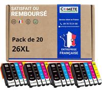marque française-26XL-20 Cartouches d'Encre Compatibles pour Epson 26 XL Ours Polaire-pour Epson Expression XP-600 XP-620 XP-510 XP-520 XP-820 XP-810 XP-700 XP-720 (8 Noir et 12 Couleur)