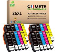 Marque française - 26XL - 20 Cartouches d'encre Compatibles pour Epson 26 XL Ours Polaire (T2621 T2631 T2632 T2633 T2634) - pour Epson xp510 xp520 xp600 (8 Noir et 12 Couleur)