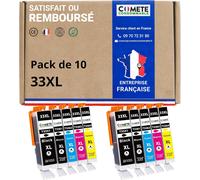 Marque française - 33XL - 10 Cartouches d'encre Compatibles avec Epson 33 XL Orange - pour Epson Expression Premium XP-540 XP-530 XP-830 XP-7100 XP-900 XP-640 XP-630 (4 Noir et 6 Couleur)