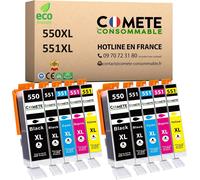 Marque française-550 551 XL-Pack de 10 Cartouches d'encre Compatibles avec Canon PGI-550 CLI-551/550XL 551XL-pour Cartouche Canon