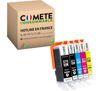Marque française - 570 571 XL - 5 Cartouches d'encre Compatibles Canon PGI-570 CLI-571 - Cartouches 570XL 571XL (2 Noirs 1 Cyan 1 Magenta 1 Jaune)