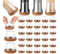 ✮Marque Francaise✮- Feutre Pied |40 PCS|✮✮Garantie A Vie✮✮|12-16MM|Patin Silicone pour mobilier/Meubles-Embout Anti-Rayures-Tampon Chaise Protection parquet (Transparent- 32pièces, Rond S (14-20mm))