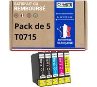 Marque Française - T0715-5 Cartouches d'encre Compatibles avec Epson T0715 Guépard - pour Epson Stylus SX205 SX218 SX400 SX510W SX515W DX7450 DX8450 (2 Noir et 3 Couleur)