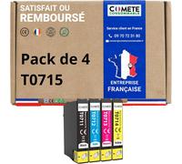 Marque Française - T0715-5 Cartouches d'encre Compatibles avec Epson T0715 Guépard - pour Epson Stylus SX205 SX218 SX400 SX510W SX515W DX7450 DX8450 (2 Noir et 3 Couleur)