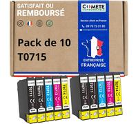 Marque Française - T0715-5 Cartouches d'encre Compatibles avec Epson T0715 Guépard - pour Epson Stylus SX205 SX218 SX400 SX510W SX515W DX7450 DX8450 (2 Noir et 3 Couleur)