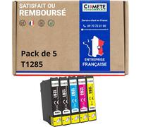 Marque française - T1285-5 Cartouches d'encre Compatibles avec Epson T1285 Renard (T1281 T1282 T1283 T1284) - pour Epson Stylus Office BX305F BX305FW SX125 SX130 SX230 (2 Noir et 3 Couleur)