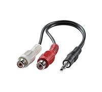 Câble de raccordement Value 11.99.4340 Jack audio [1x Jack mâle 3.5 mm - 2x Cinch-RCA femelle] 0.20 m noir blindé