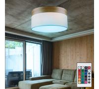 Marque: Markenlos RGB LED Plafonnier Beige Bois Dimmable, Télécommande