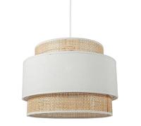 marque Ostaria Suspension ronde 3 abat-jours rotin blanc D40