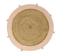 marque Ostaria Tapis Rond Jute Pompons Rose D100