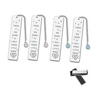 Marque Page 4 Pcs Marque-Pages Inspirants avec Coffrets Cadeaux Cadeau Marque Page en Métal en Acier Inoxydable Marque-Page "IT TAKES A BIG HEART TO HELP SHAPE LITTLE MINDS "