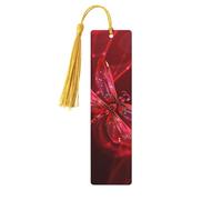 Marque-page abstrait en bois avec pendentif en forme de libellule rouge avec pampille unique fait à la main - Marqueur de livre pour les amateurs de livres - Marqueurs de page - Ornement idéal pour un
